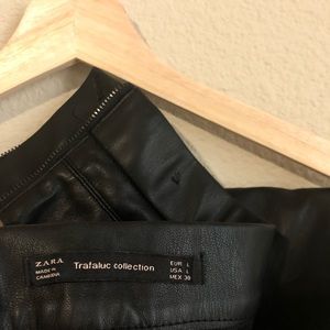 zara black leather pants